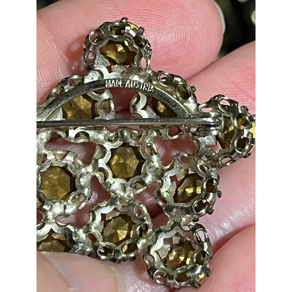 Austria Brooch Women OS Vintage Rhinestone Star Silver Tone Celestial MCM Pin